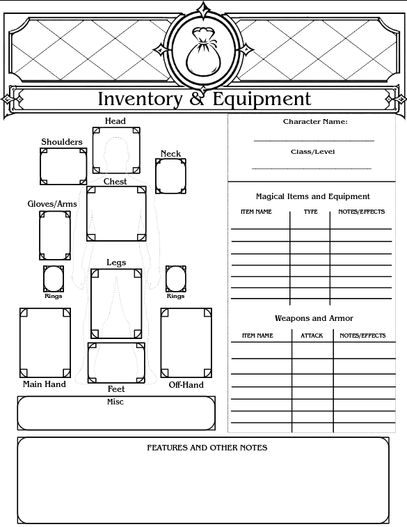 Print-Friendly Equipment and Inventory Page